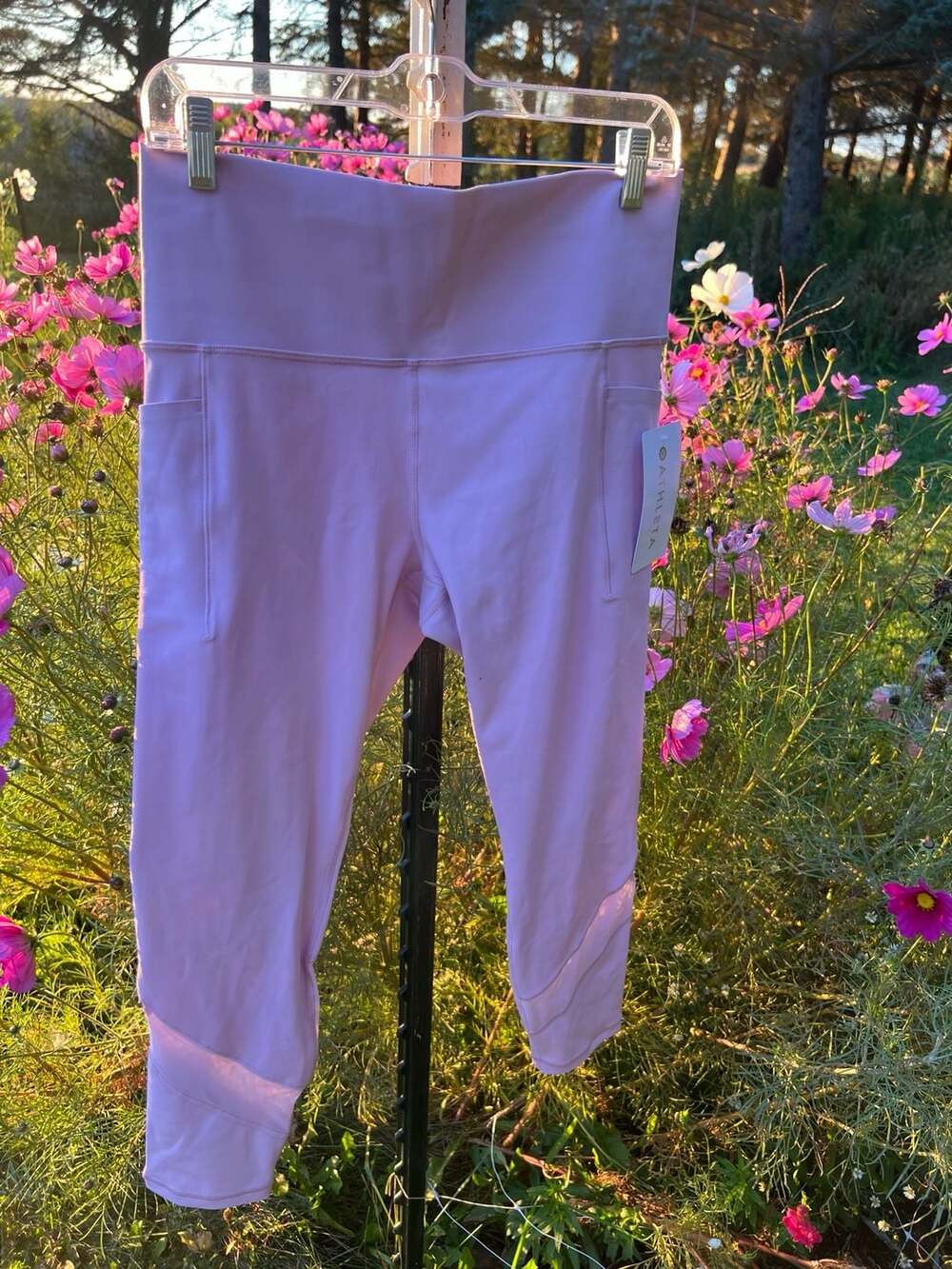 NWT Athleta Salutation Stash Mesh Tight Size L Pink